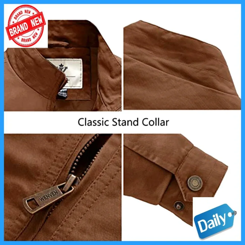 Military Style Canvas Jacket Lightweight Cotton Slim Fit Casual Windbreaker - Picture 4 of 7